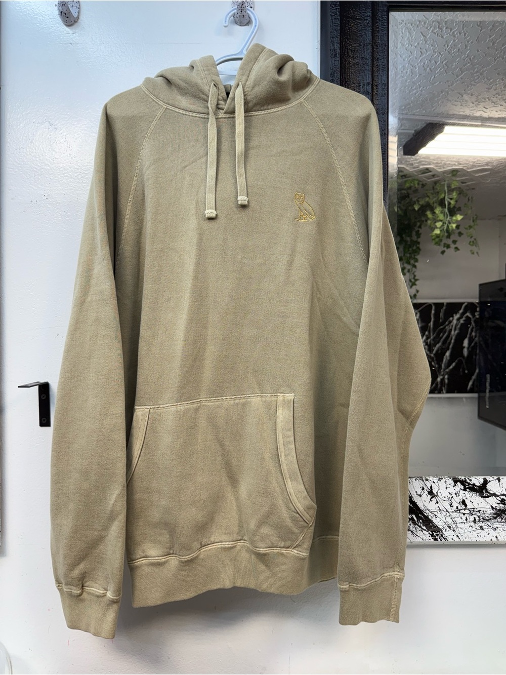 OVO Tan Pullover Hoodie with Gold Owl Logo